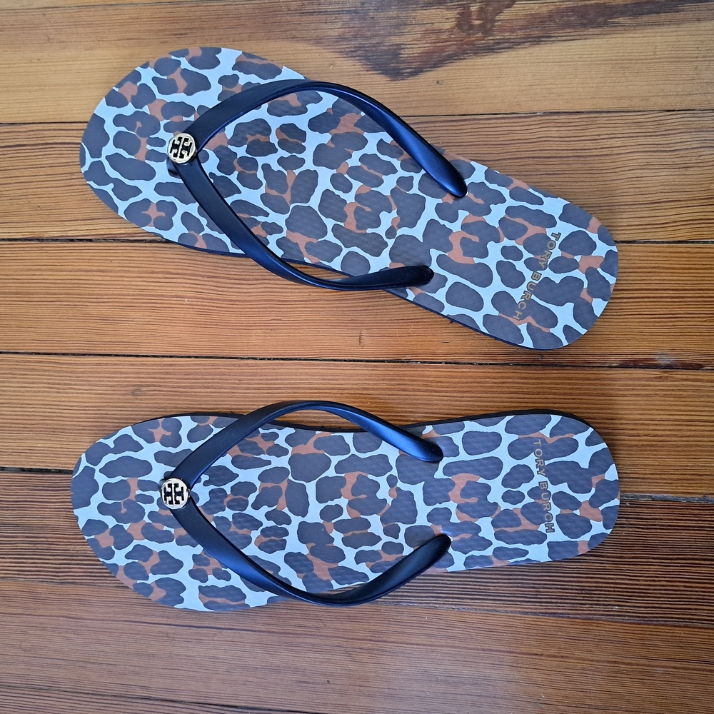 Tory Burch Animal Print Flip Flops